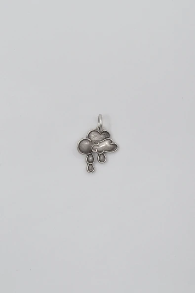 Bulut ve Yağmur Damlası Kolye Ucu - Antik Gümüş Kaplama - Kadın Erkek