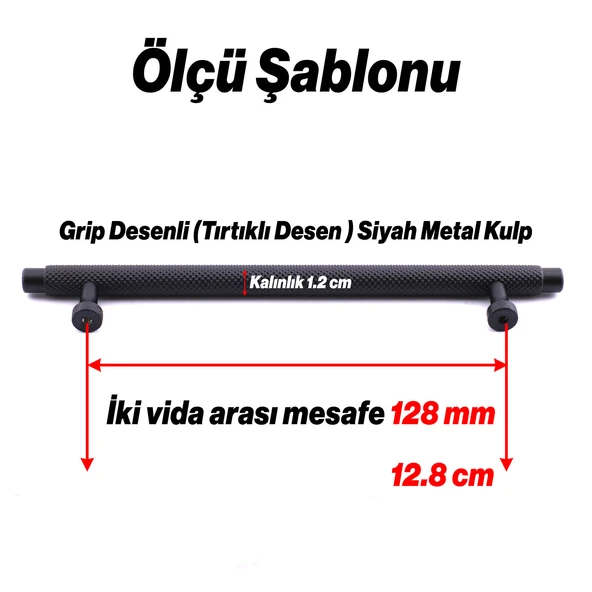 Martin Siyah Metal Kulp 128 mm Mobilya Çekmece Mutfak Dolabı Dolap Modern Kapak Kulpları Grip Desen - Resim 2