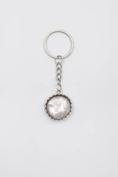 Retro Gazoz Kapağı Anahtarlık - Antik Gümüş Kaplama - Kadın Erkek