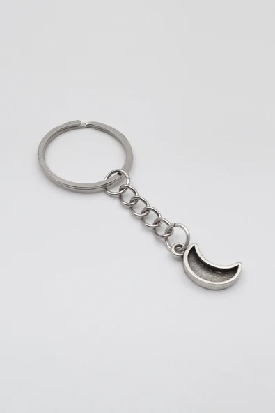 Minimalist Ay Anahtarlık - Antik Gümüş Kaplama - Kadın Erkek - 2