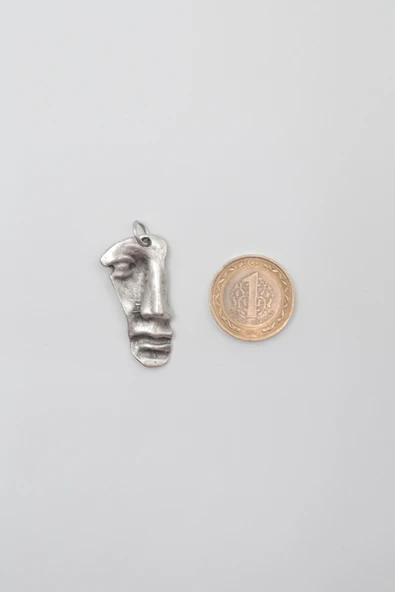 Sanatsal Yüz Anahtarlık - Antik Gümüş Kaplama - Kadın Erkek - 5