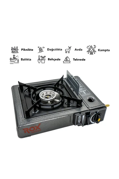 Rox Tekli Portatif Kamp Ocak, Rüzgarlıklı, Ekstra Gaz Girişli - Resim 2