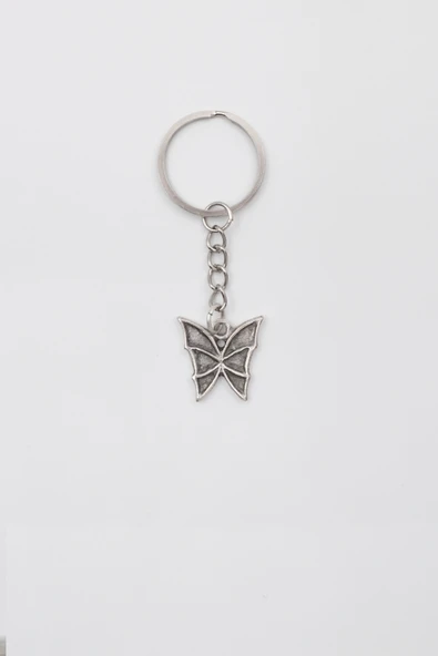 Kelebek Anahtarlık - Antik Gümüş Kaplama - Kadın Erkek