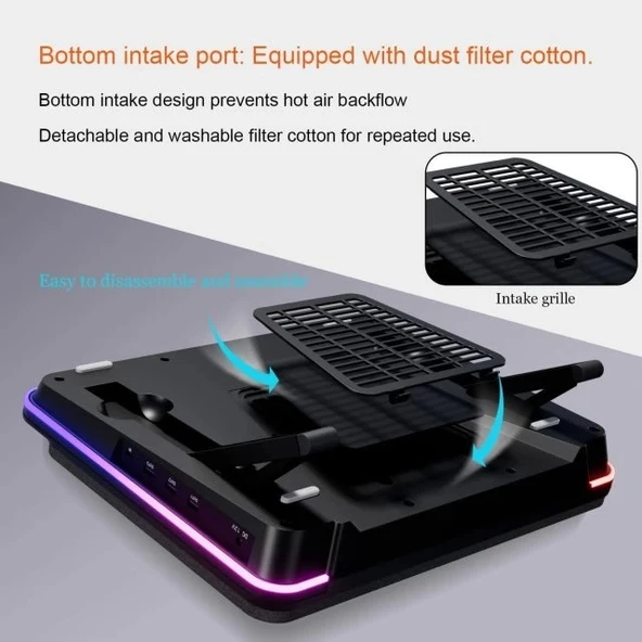 IETS GT600 RGB Dizüstü Bilgisayar Soğutucu V2(RGB+HUB) - Resim 8