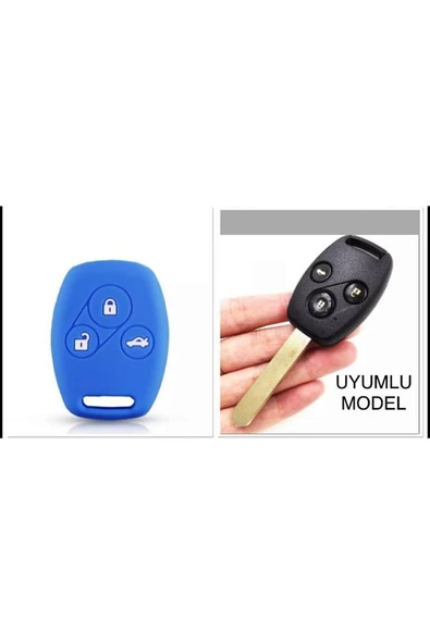 Honda Civic Fd6 Crv Accord 3 Tuşlu Silikon Anahtar Koruma Kılıfı Mavi Renk ürün görseli