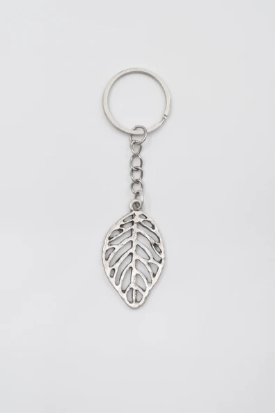 Yaprak Anahtarlık - Antik Gümüş Kaplama - Kadın Erkek