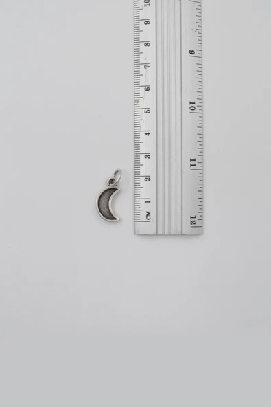 Minimalist Ay Anahtarlık - Antik Gümüş Kaplama - Kadın Erkek - 4