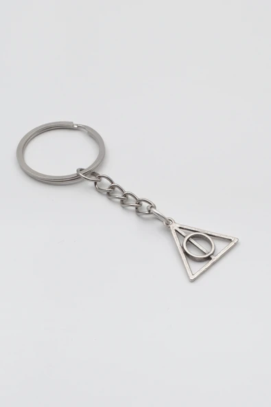 Minimal Harry Potter Ölüm Yadigarları Anahtarlık - Antik Gümüş Kaplama - Kadın Erkek - 2