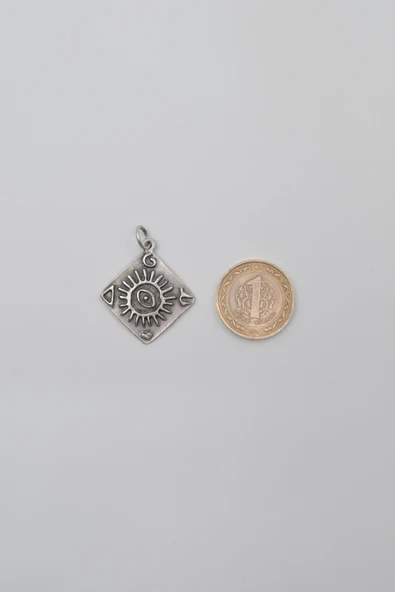 Güneş ve Göz Sembollü Anahtarlık - Antik Gümüş Kaplama - Kadın Erkek - 5