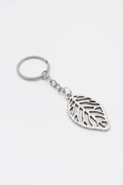 Yaprak Anahtarlık - Antik Gümüş Kaplama - Kadın Erkek - 2
