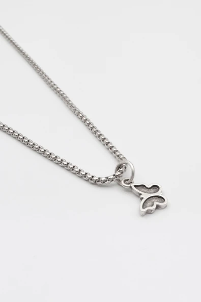 Minimalist Kelebek Örme Zincir Kolye - Antik Gümüş Kaplama - Kadın Erkek - 60 cm - 2