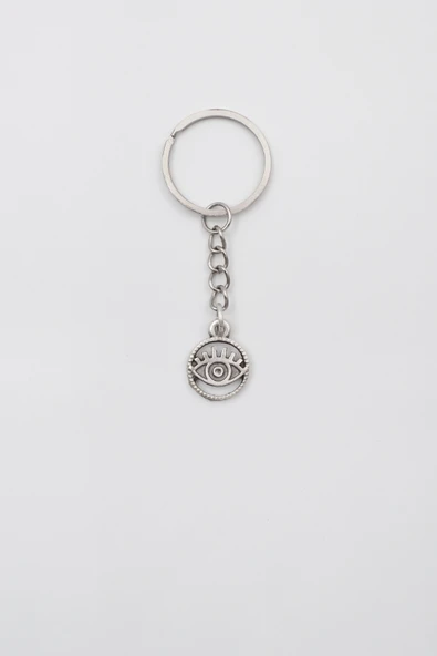 Minimalist Göz - Nazar Anahtarlık - Antik Gümüş Kaplama - Kadın Erkek