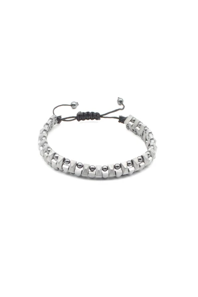 Füme Hematit ve Makrome Örgülü Bileklik - Ayarlanabilir Doğaltaş Bileklik - Erkek Kadın Bileklik - 4