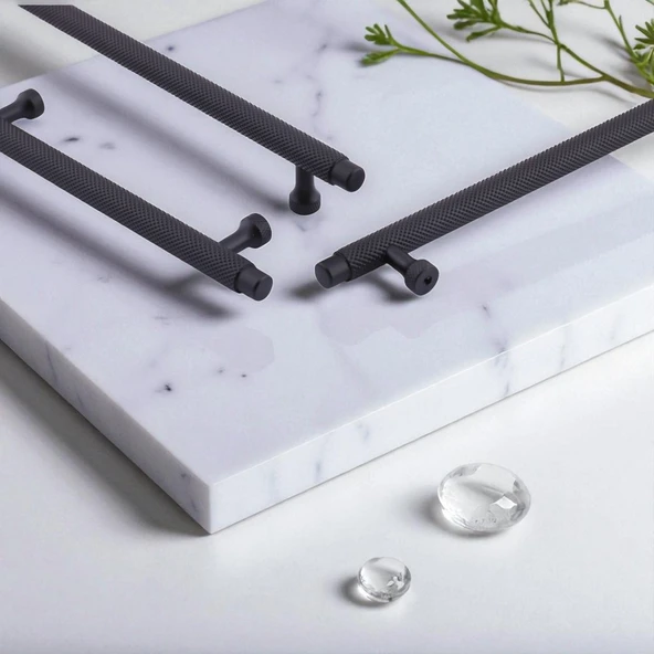 Martin Siyah Metal Kulp 192 mm Mobilya Çekmece Mutfak Dolabı Dolap Modern Kapak Kulpları Grip Desen - Resim 5