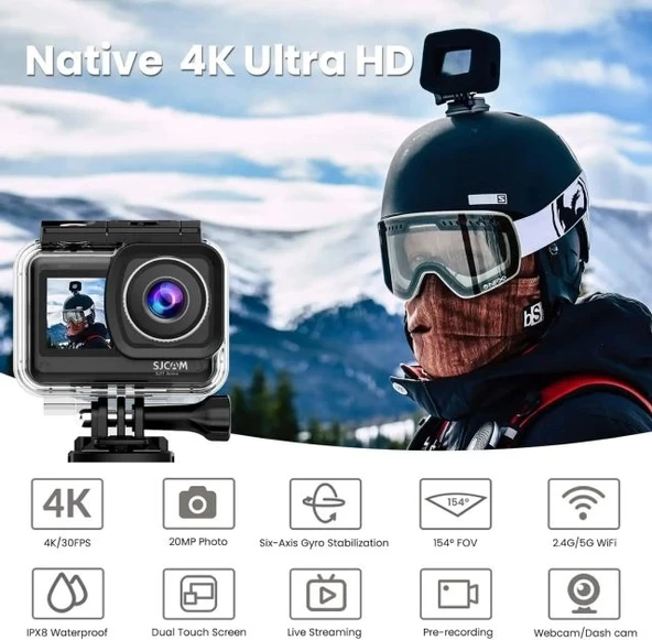 SJCAM SJ11 Aktif HDR Yükseltilmiş 4K30FPS WiFi Aksiyon Kameraları - Resim 7