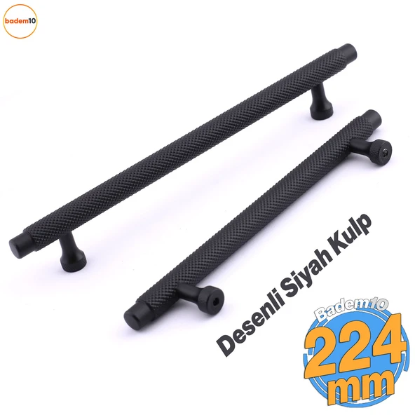 Martin Siyah Metal Kulp 224 mm Mobilya Çekmece Mutfak Dolabı Dolap Modern Kapak Kulpları Grip Desen ürün görseli