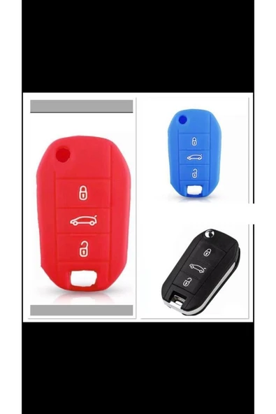 2 Adet Peugeot 208 308 301 3008 5008 Silikon Anahtar Koruma Kılıfı Kırmızı Ve Mavi 2.resime Bakınız ürün görseli