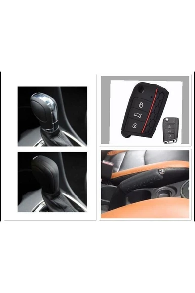 Golf Passat Polo Ibiza 3lü Set Anahtar Dsg Ve El Fren Silikon Koruma Kılıfı Siyah Set - Resim 2