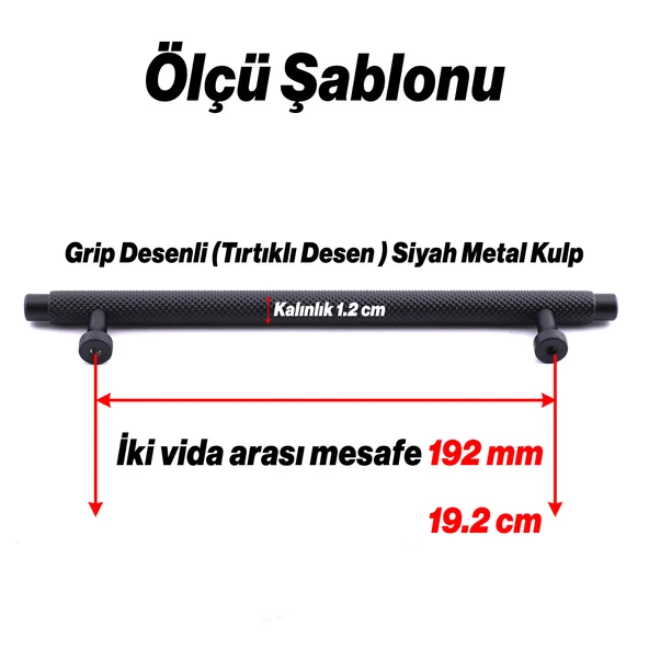 Martin Siyah Metal Kulp 192 mm Mobilya Çekmece Mutfak Dolabı Dolap Modern Kapak Kulpları Grip Desen - Resim 2