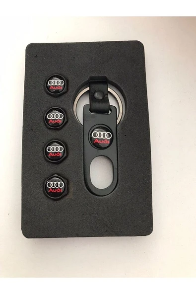 Audi Logolu Metal 4 Adet Sibop Kapağı Ve 1 Adet Anahtarlık ürün görseli