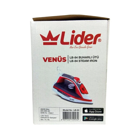 Lider Venüs LB-84 Seramik Taban Buharlı Ütü 2600W - 3