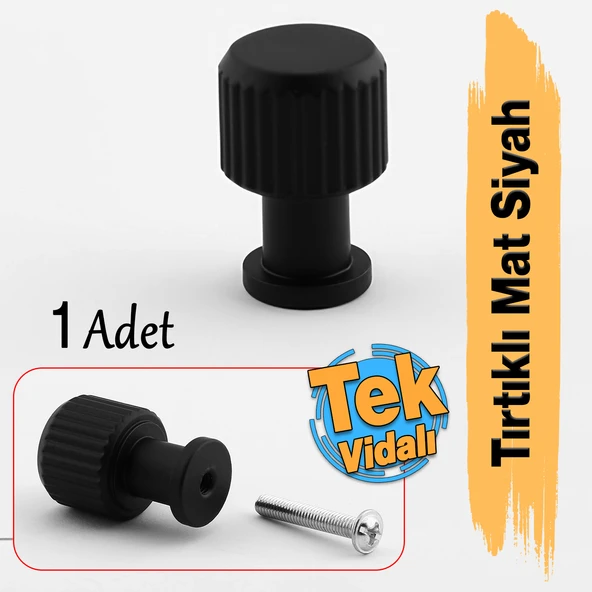 Uber Tek Vidalı Çizgili Düğme Metal Kulp Siyah Çekmece Mobilya Mutfak Dolabı Dolap Kulbu Kulpları ürün görseli