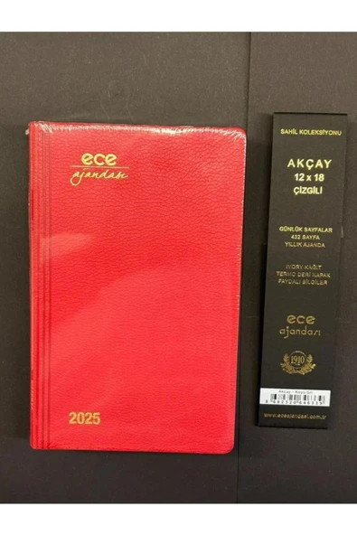 Ece Ajanda Akçay Kırmızı Çizgili Günlük 12x18 2025 ürün görseli 1