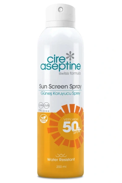 Cire Aseptine Şeffaf Güneş Koruyucu Aerosol Sprey SPF 50 – Suya Dayanıklı, Yağsız Formül, 200 ml ürün görseli