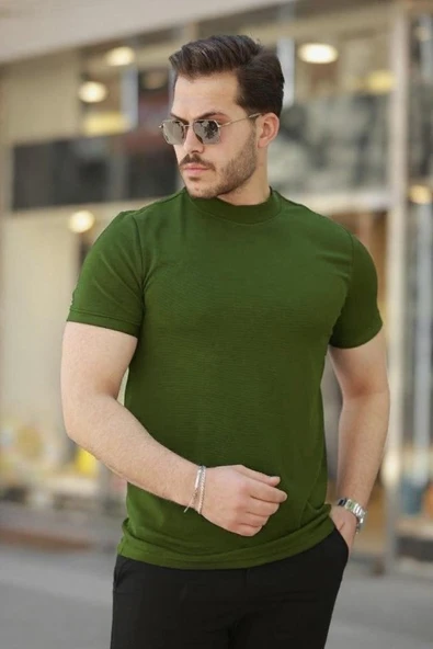 Erkek Ince çizgi Dokulu Kısa Kollu Tişört - Resim 2