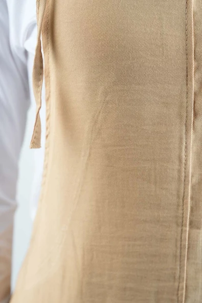 Tesettür Elbise Ön Biyeli Modal Jile Bej - 5