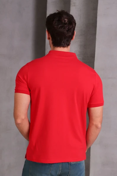 Erkek Slim Fit Pamuklu Yumuşak Doku Nefes Alan Kumaş Yakalı Tişört - Resim 5