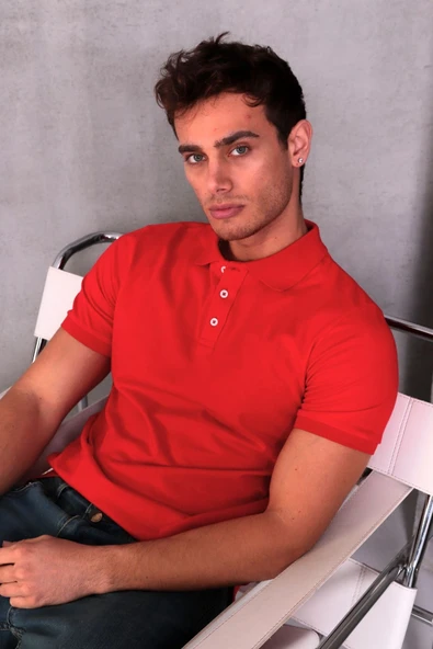 Erkek Slim Fit Pamuklu Yumuşak Doku Nefes Alan Kumaş Yakalı Tişört ürün görseli