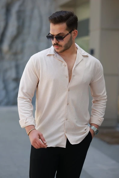 Erkek Kadife Dokulu Uzun Kollu Gömlek ürün görseli