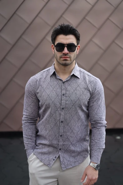 Erkek şamre Kumaş Gömlek - Resim 3