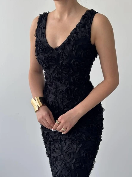 Kren Gül Detaylı Elbise - Resim 7