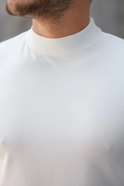 Erkek Yarım Balıkçı Yaka Kısa Kollu Tişört - Resim 3