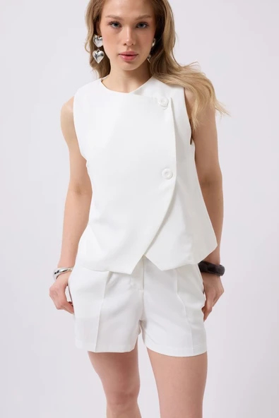 Yandan Düğmeli Dokuma Yelek ürün görseli