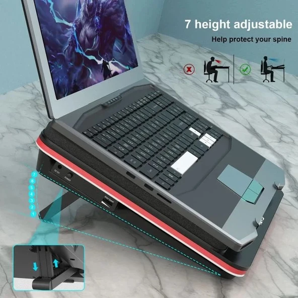 IETS GT500 Turbo Fan Laptop Soğutucu (5000 RPM) - V1(Hub) - 6