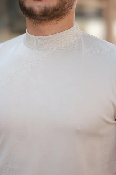 Erkek Yarım Balıkçı Yaka Kısa Kollu Tişört - Resim 3