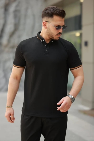 Erkek Düğmeli Yaka Waffle Kumaş Kısa Kollu Tişört ürün görseli