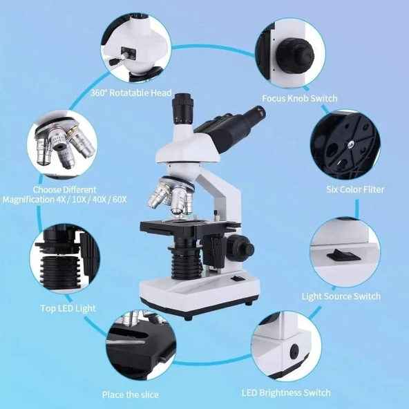 Poothoh Bileşik trinoküler Mikroskop 40X-5000X Büyütme - Resim 2
