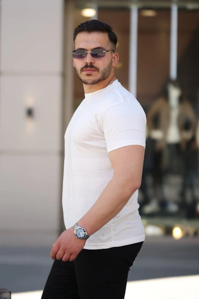 Erkek Mini Jakarlı Kısa Kollu T-shirt - Resim 2