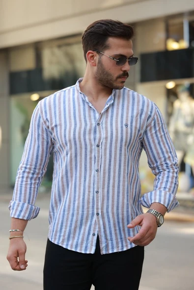 Erkek Hakim Yaka çok Renkli Gömlek ürün görseli