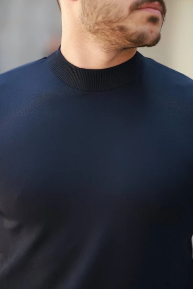 Erkek Yarım Balıkçı Yaka Kısa Kollu Tişört - Resim 3