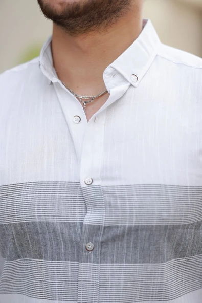 Erkek Desenli Kısa Kollu Gömlek - Resim 3