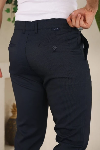 Erkek Casual Slim Fit Cord Desenli Kumaş Pantolon - Resim 3