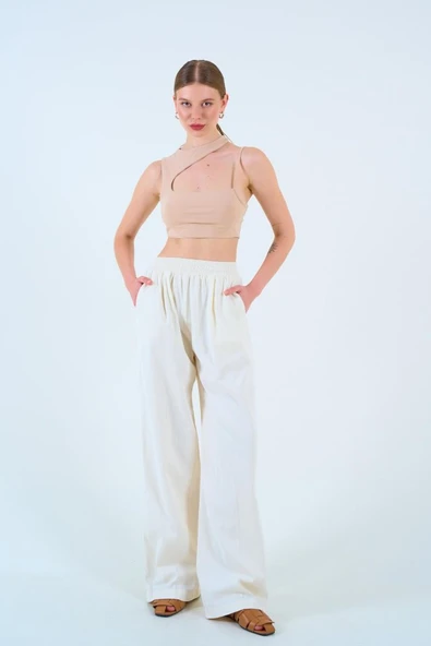 Beli Lastikli Palazo Pantolon - Taş ürün görseli