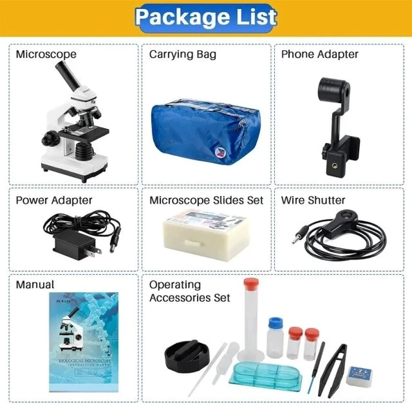 BEBANG Bileşik Mikroskop 100X-2000X Büyütme - Resim 6