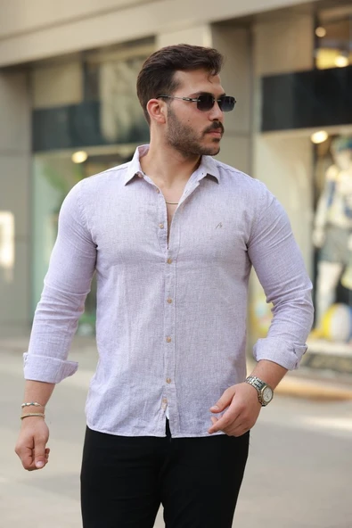 Erkek Pamuklu Keten Gömlek ürün görseli