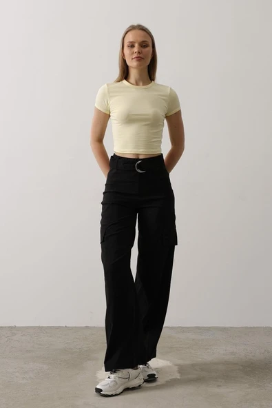 Kemerli Cargo Pantolon - Siyah ürün görseli